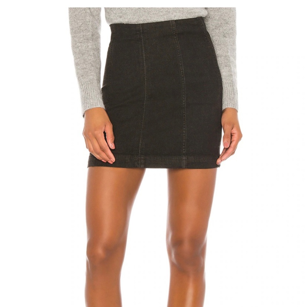 Black denim free people skirt